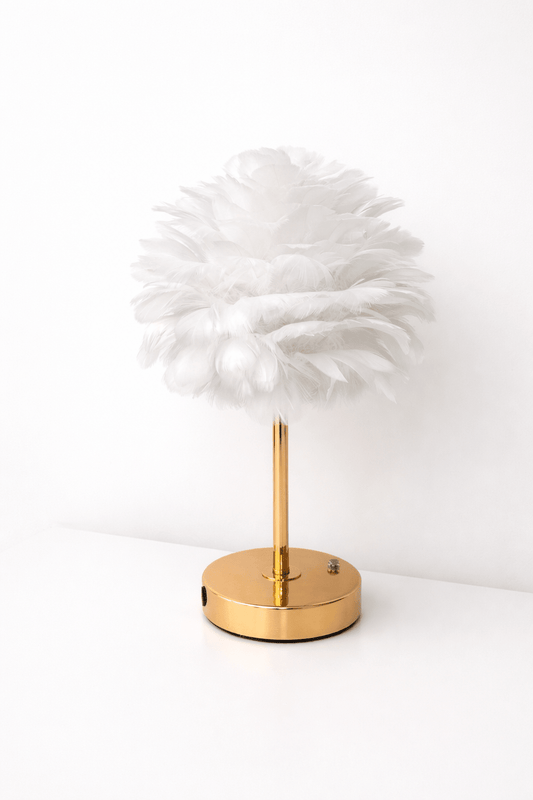 Feather Table Lamp - Romantic Bedside Accent Light - BloomyBoxShop