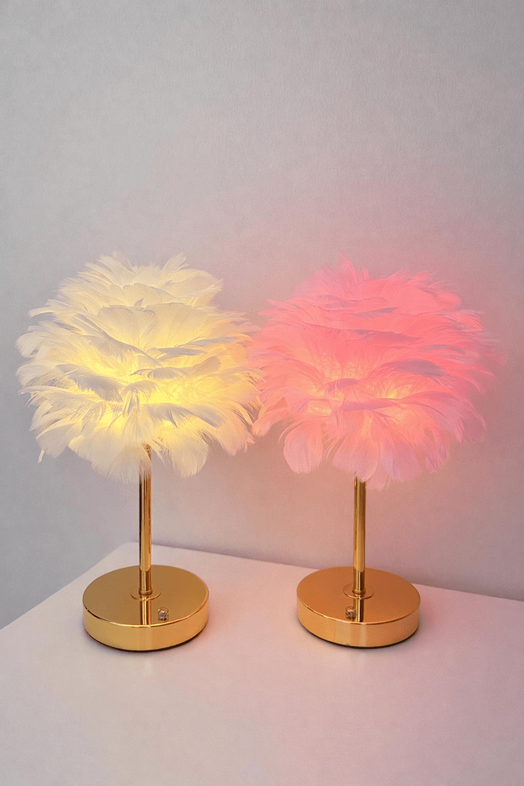 Feather Table Lamp - Romantic Bedside Accent Light - BloomyBoxShop