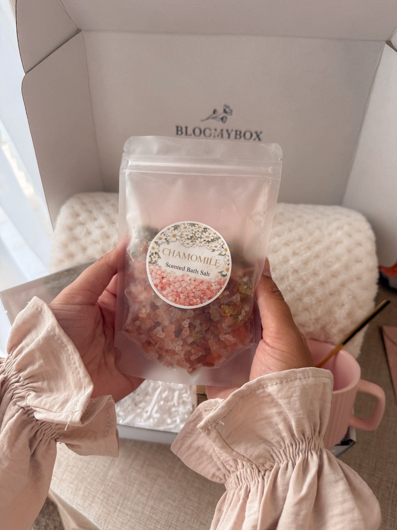 Pink Aesthetic Box,Peach Self Care Gift Box, Cozy Spa Gift Basket, Relaxation Gift for Her, Birthday Gift for Women - BloomyBoxShop