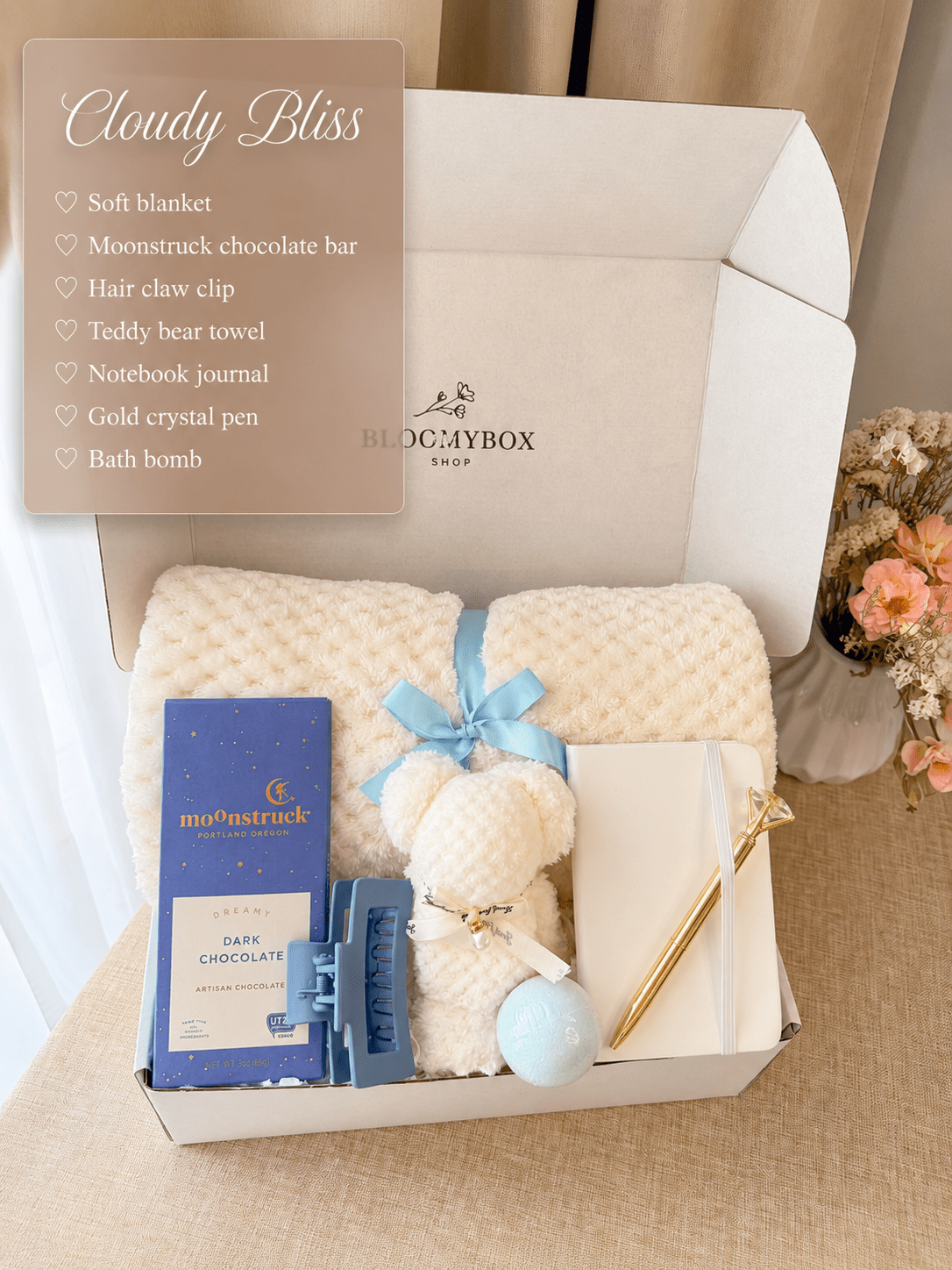 Self Care Gift Box for Her, Pink Gift Box, Cozy Care Package, Relaxation Gift Box, Birthday Gift for Women, Aesthetic Gift Box - BloomyBoxShop